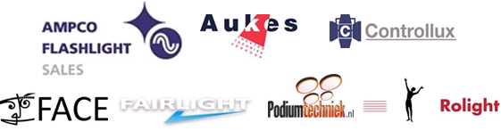 Ampco Flashlight Sales, Aukes Theatertechniek, Controllux, FACE, Fairlight, Podiumtechniek.nl, Rolight.
